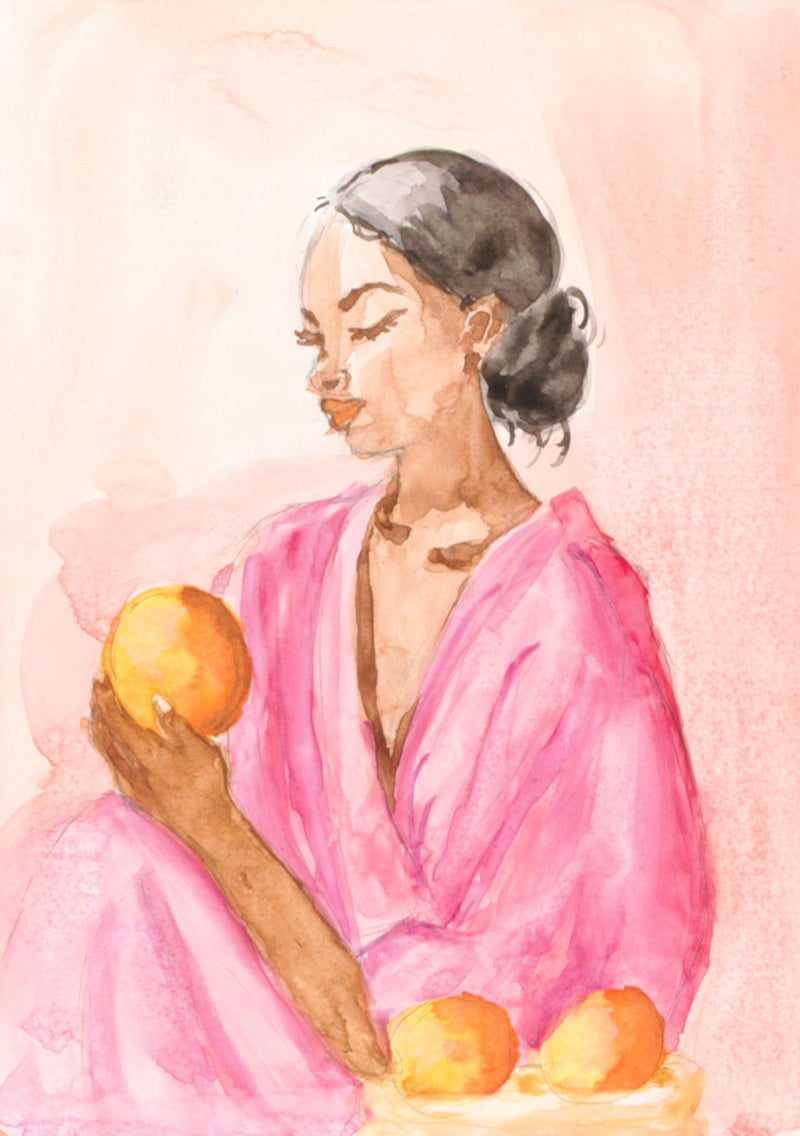 Portrait & People | Person | Watercolour | Pink, Yellow | Original Artwork | Incognito Art Show